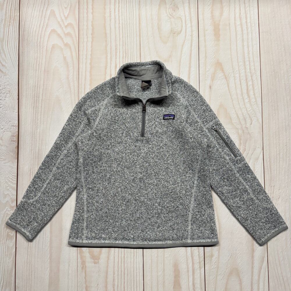 Patagonia Kids Girls Better Sweater 1/4 Zip Size L (12) Pullover Fleece Gray